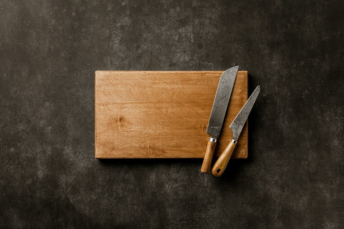 Minimal kitchen wooden cutting board